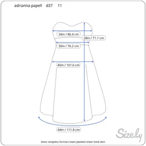 Adrianna Papell dress strapless formal cream jeweled sheer tired skirt thumbnail 2