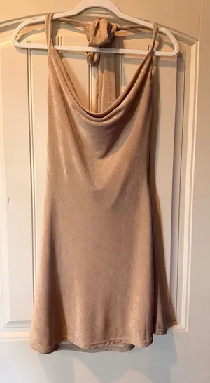 Lena NWT Champagne Halter Dress small thumbnail 1