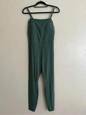 All in Motion M Green Open Back Active Jumpsuit Unitard Square Neck Workout thumbnail 5