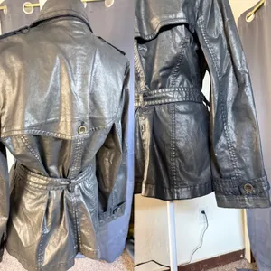 Dismero Italian Made Metallic Trench Jacket Womens 10 Belted Moto thumbnail 15