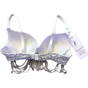 NWT Rhinestone Mermaid Bra Beaded Fringe Belly Dance Rave Festival Top B Cup thumbnail 3