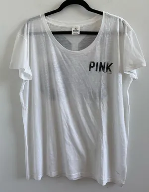 Victoria's Secret Pink White & Black Graphic Tee Size L New Without Tag thumbnail 1