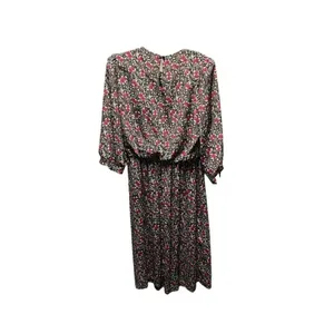 Vintage Lisa II floral dress lace collar size 14 runs small padded shoulders thumbnail 3