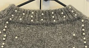 ZARA Pearl Embellished Cropped Sweater thumbnail 7