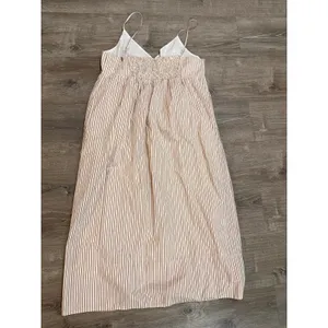 Quince‎ Stripe Organic Cotton V-Neck Strappy Sleeveless Maxi Dress w/ Pockets XL thumbnail 3