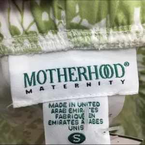 Motherhood‎ Womens Pants Size Small Maternity Green White Floral Crop NEW thumbnail 4
