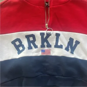 H&M Divided Size Small Red, White, & Blue Brooklyn 1/4 Zip Pullover Sweatshirt thumbnail 3