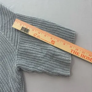 Free People Grey Ribbed Knit Cropped Short Sleeve Boxy Sweater Cotton Blend XS‎ thumbnail 8