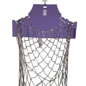 NWT Claire's Silver Metal Rhinestone Chain Body Shirt Party Rave Sexy thumbnail 3