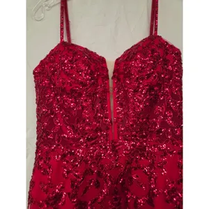 Clarisse Red Long Sequin High Slit Pageant Homecoming Formal Red Dress 6 thumbnail 4