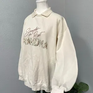 Vintage Lee Creme Simply The Best Grandma Graphic Floral Collar Sweatshirt thumbnail 3