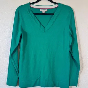 Banana Republic Green V Neck Merino Wool Sweater Women XL Classic Festive Preppy thumbnail 6