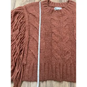 Urban Outfitters Faye Shimmer Fringe‎ Cable Knit Sweater Size M thumbnail 10