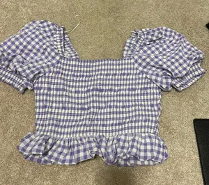 Purple And White Gingham Crop Top thumbnail 5