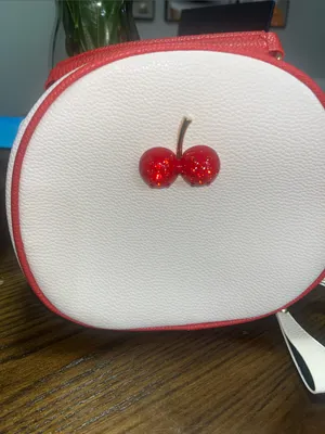 SHEIN White Mini Crossbody Bag with Red Cherry Accent thumbnail 1