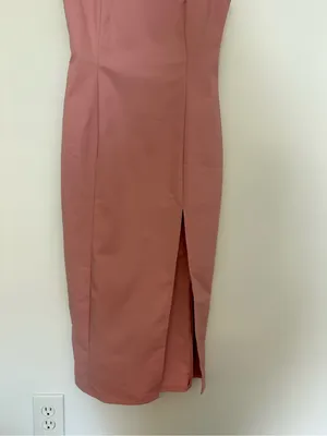 Hello Molly Chic Square Neck Midi Dress in Dusty Pink Musk Size Medium 6 NWT thumbnail 4