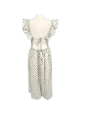 Boohoo Polka Dot Midi Dress Cottagecore French GirlmRetro Ruffle Size 8 NWT thumbnail 9