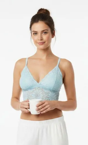 Aerie Sky Blue Lace Padded Bralette Bra Top L thumbnail 1