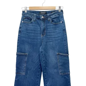 Judy Blue Cargo Wide Leg Jeans Size 7 | 28 High Rise Dark Wash Utility Denim thumbnail 5