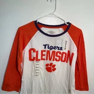 Three Ships Women's Size Medium Quinn Shirt Raglan Sleeve Clemson Tigers White thumbnail 5