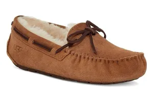 Ugg Sz 6 Dakota Slipper Leather Nubuck Beige Moccasin Slip On Shoes 5612 Women’s thumbnail 1