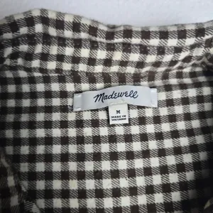 Madewell Brown Gingham Check Button Down Tie Front‎ Cotton Shirt AE769 Womens M thumbnail 6