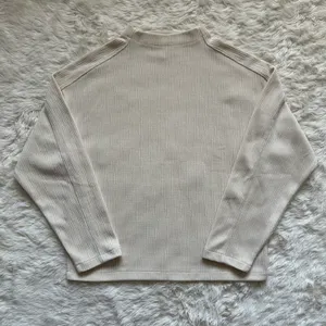 Madewell Top Striped Jacquard Funnelneck Long Sleeve Cream XS thumbnail 4