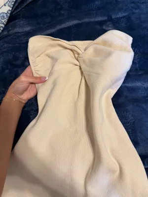 Long Cream Knitted Bodycon Dress thumbnail 2