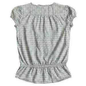 CONVERSE One Star 100% Cotton Blue Checkered Short Sleeve Top, Small thumbnail 4