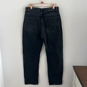 Zara Black Washed Denim Button Fly Straight Denim USA 6 thumbnail 2