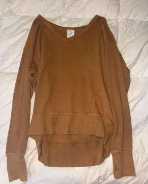 Aerie Brown Waffle Knit Sweater thumbnail 1