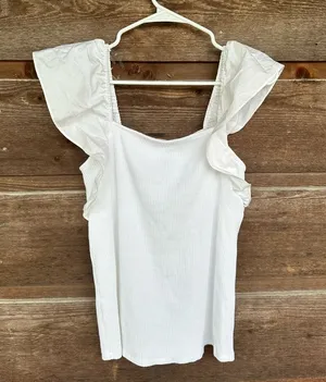 NWT A New Day White Ruffle Sleeve Top thumbnail 1