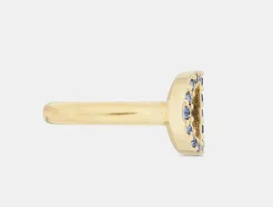 Petit CD Ring Gold-Finish Metal and Blue Crystals Size M thumbnail 2