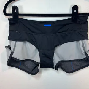 Lululemon 3" Speed Up Shorts Heathered Black / Black / Lakeside Blue Pocket Sz 4 thumbnail 13