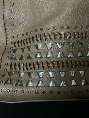 Mona B. Women's Taupe Studded Satchel Shoulder Bag Purse thumbnail 10