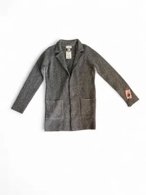 NWT Sincerely Jules Gray Herringbone Knit Cardigan Coat (XS) thumbnail 2