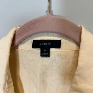 J. Crew Linen Cotton Blend Button Down Beach Shirt Dress Pale Yellow Women's M thumbnail 5