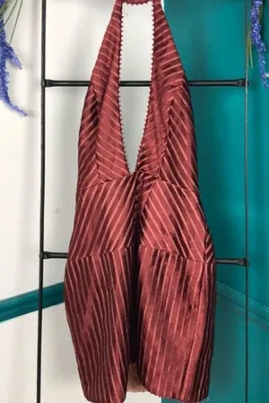 NBD NWT Ozzie burgundy halter mine dress thumbnail 1