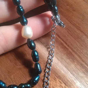 Freshwater Pearl and Green Pearl Stainless Steel Necklace (18 Inch) thumbnail 9