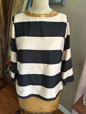 The Limited Striped Black and Pink 3/4 Sleeve Women's Blouse - Size Medium Vtg thumbnail 1