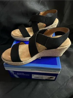 White Mountain Yanda Black Espadrille Wedge Sandals In Original Box SZ 8 thumbnail 4