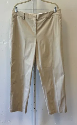 Talbots The Perfect Chino‎ Curvy Pants Women's 16 Tan Beige Straight Leg Cotton thumbnail 1