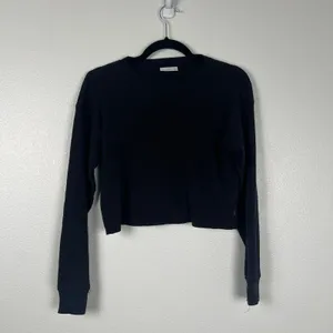 Aritzia Tna Women's Long Sleeve Waffle‎ Crew Top Black Sz XXS thumbnail 2