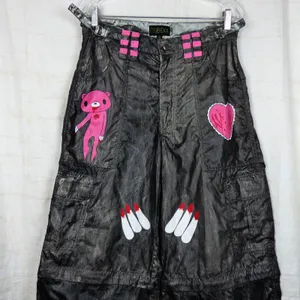 Club Exx Dolls Kill Convertible Cargo Pants S DIY Hand Painted Goth Cyber Rave thumbnail 4