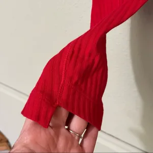 Helmut Lang Red Ribbed Knot Long Sleeve Slightly Cropped Sweater Womens S Casual thumbnail 8