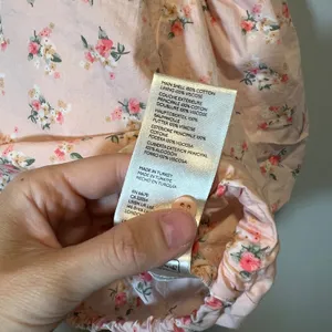 Anthropologie Pink Floral Puff Sleeve Open Back Ruffle Crop Top Mock Neck thumbnail 6
