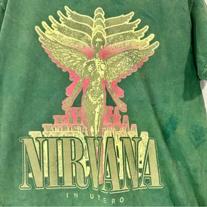Nirvana Unisex In Utero Crewneck Graphic T-Shirt Green Large NWOT Grunge 90s thumbnail 2
