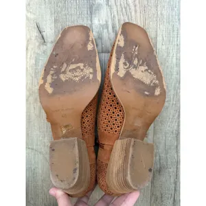 Free People Women's Brown Perforated Suede Leather Heeled Booties‎ Size 40 thumbnail 4