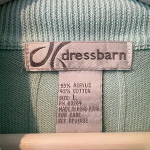 Dressbarn Sweater Size Large Blue Vintage Mock‎ Neck Ribbed Trim Coquette Core thumbnail 3