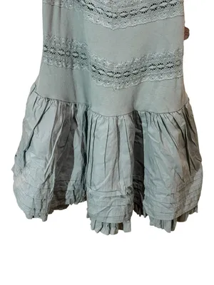 Free People Bliss Beauty Mini Dress Lily Pad Blue Green Lace Tiered Size L NWT thumbnail 5